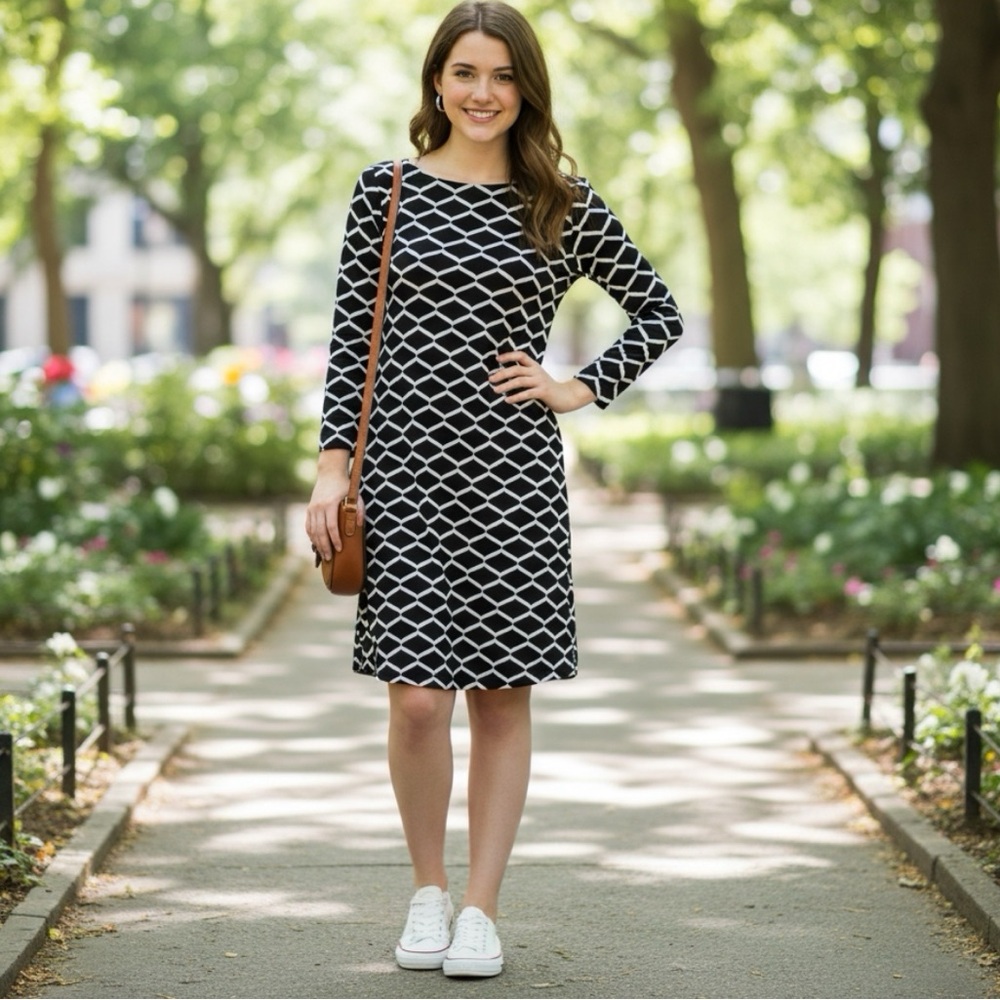 Melly M Black&White Geo Print Shift Dress size XL